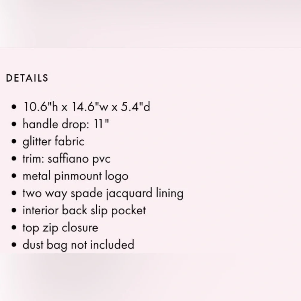 Kate Spade Lola Shimmy Glitter Rose Gold Holiday Tote Bag - Picture 14 of 14